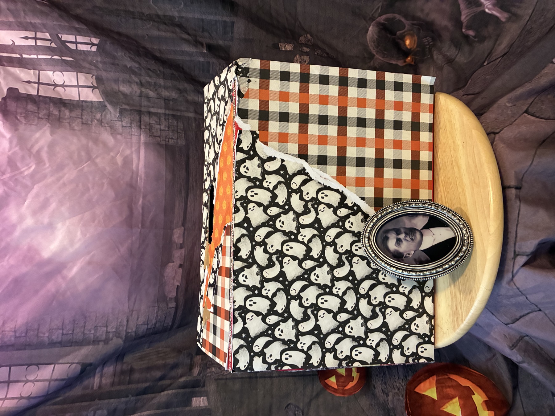 Ghost and orange plaid side of The October Orbit Box